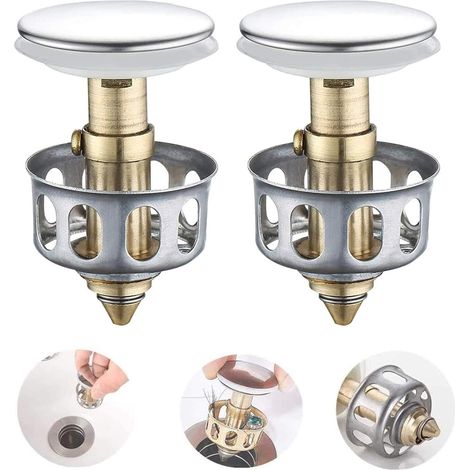 Lot de 2 grands bouchons de vidange pour évier de cuisine, anti-obstruction, 2 en 1, à ouverture facile. (1/3)