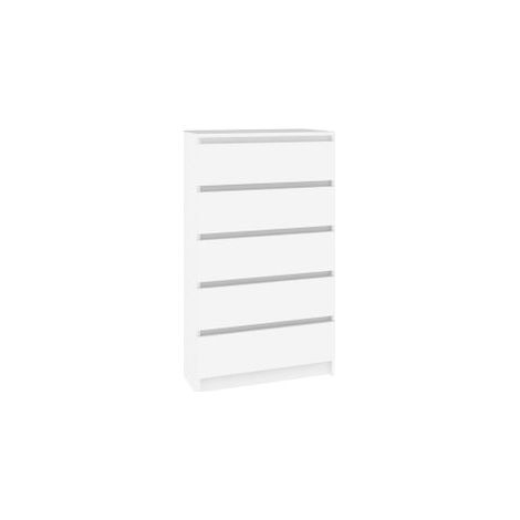 Commode haute 5 tiroirs Klasko 60cm - Bois d'ingénierie-Blanc (1/5)