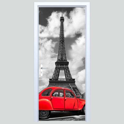 Adhesivo de tela para puerta con forma de Torre Eiffel 021PD