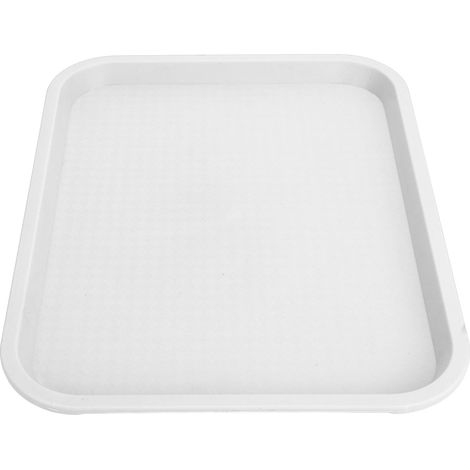 Plateau rectangulaire en polypropylène épais et antidérapant, idéal pour la restauration rapide, polyvalent et adapté aux restaurants et cantines. Couleur : blanc. (1/5)