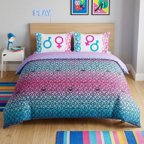 Copripiumino Kamasutra - Set Letto Erotico in Cotone 100% con Federe Double Face - Made in Italy, Idea Regalo Piccante 2 PIAZZE CM. 200X250