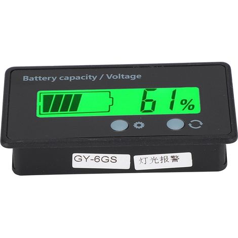 Voltmètre GY-6GS avec affichage LCD et fonction d'alarme lumineuse (voyant vert), pour batterie 12-84 V. (1/5)