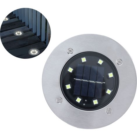 Lampe solaire enterrée à LED étanche, lumière blanche, pour éclairage paysager extérieur (1/5)