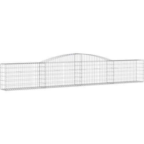 Cerca de jaula de gaviones muro de contención arqueado 400 x 30 x 60/80 cm hierro galvanizado Plata 020040081