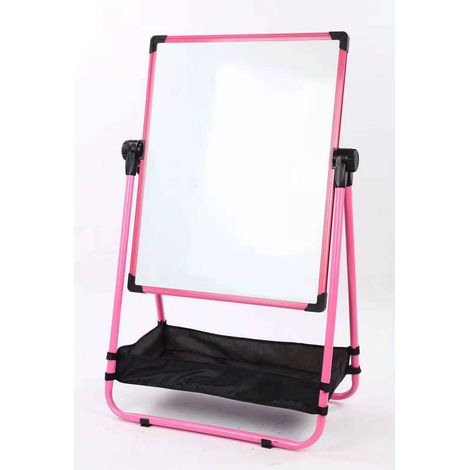 Tableau de dessin double face magnétique blanc rose pour enfants, chevalet pliable réglable en hauteur, rotation à 360 degrés, tableau blanc sur pied (1/5)