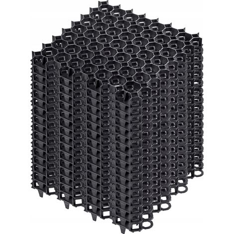 KADAX Piastrelle Stabilizzatrici in Plastica 50 cm, Stabilizzatori per Ghiaia, Piastrelle per Erba per Giardini, Griglie per Prato (Nero, Confezione da 16)