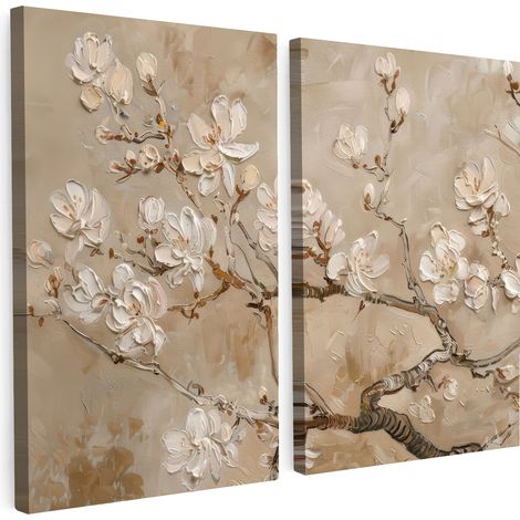 MULTI-PANEL WALL ART Set of 2 Beige - Blossom - Modern 120x90 cm