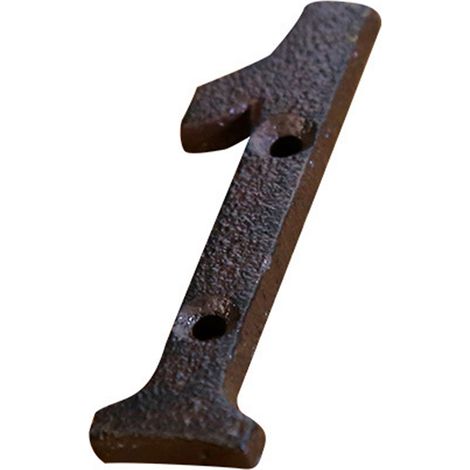 Plaque Signalétique Métal Rustique - Modèle Cast Iron - Chiffres Lettres 0-9 A-Z - 7.5x4.5cm avec 2 Vis (1/5)
