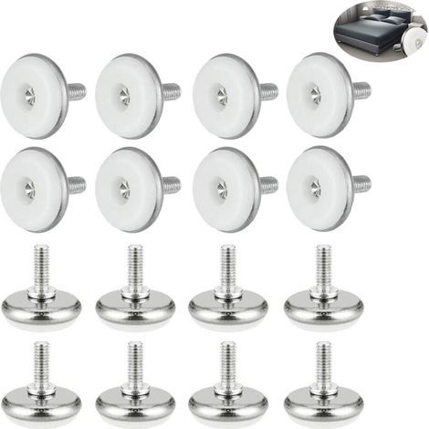 M6x15 x 30mm,Blanc,16 PCS Pied Vérin Réglable Pied de Nivellement en Plastique et Métal avec Écrou Pieds Réglables Vis de Réglage Meuble pour Table Meuble Bureau Placard Chaise (1/2)