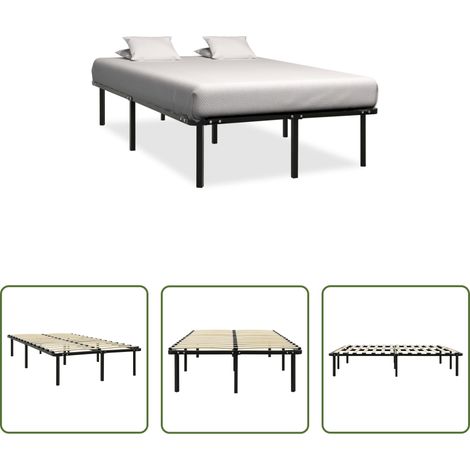 Sommier à lattes - Cadre de lit sans matelas noir métal 180x200 cm (1/5)