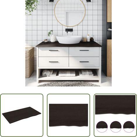 Bois de chêne -  Comptoir de salle de bain marron foncé 100x60x2 cm bois traité (1/5)