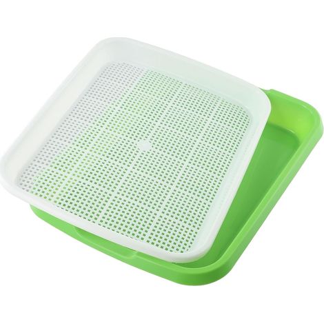 1 - Plateau De Germination - Bac Hydroponique - Système Double Couche Avec Maille - Pour Micropousses Et Semences Intérieures - Vert - 33x26x5 Cm (1/5)