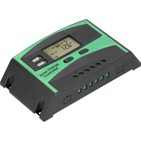 Contrôleur de charge solaire, régulateur de décharge photovoltaïque PWM 12-24 V 30 A LD3024U (1/5)