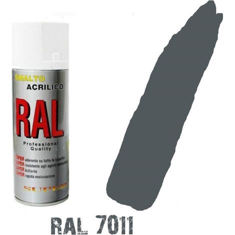 Bomboletta spray grigio topo ral 7011 acrilico vernice brillante lucido rapida e