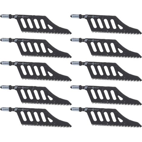 10 Lames pour scie sauteuse - Coupe à 90° et formes irrégulières, pour bois, plastique, panneaux de fibres (1/5)