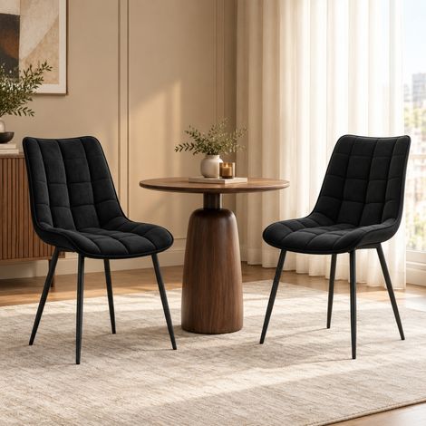 Pack de 2 sillas de comedor de terciopelo negro 46 x 39 x 85,5 cm (1/5)