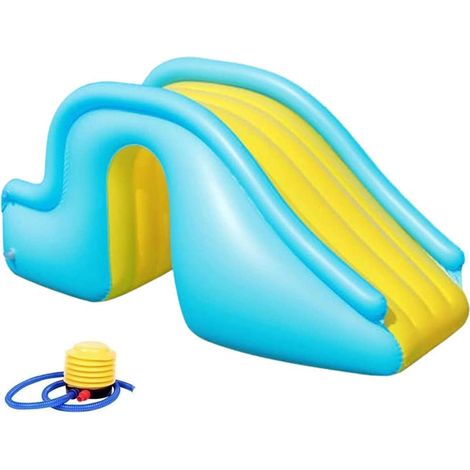 Aufblasbare Wasserrutsche für Kinder mit breiten, stabilen Stufen, 158 x 79 x 62 cm, blaues PVC, Sommer-Poolrutsche und Spielzeug für drinnen und draußen (1/5)