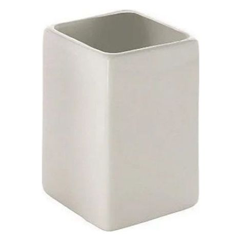 Vaso Porta Cepillos De Dientes De Cerámica Blanca Cuadrado  Vella
