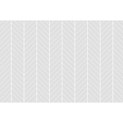 Papier peint panoramique design gris et blanc | Tapisserie panoramique mansardée abstrait | Papier peint panoramique géométrique chambre et bureau - 267 x 400 cm (4 pièces) (1/3)