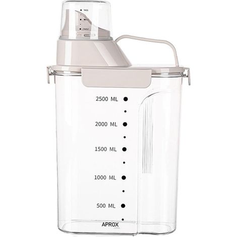 3L Airtight Rice Storage Container, Food Storage with Thick Silicone Sealing Lid, Transparent Scale and Funnel Spout, Ideal for (Grey) (1/5)