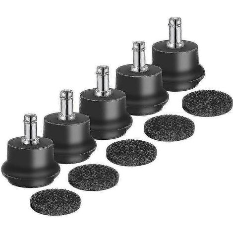 Lot de 5 patins de rechange pivotants pour chaise ou tabouret de bureau, transformables en roulettes fixes. (1/5)