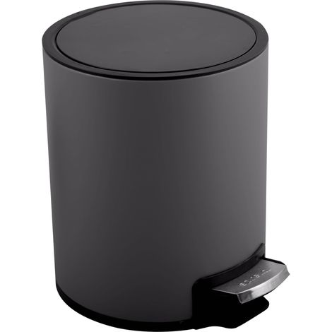 Poubelle à pédale Inox RIKU Design Moderne et Élégant Seau Intérieur Amovible en Plastique Recyclé Socle Antidérapant Gris Mat 3L (1/4)