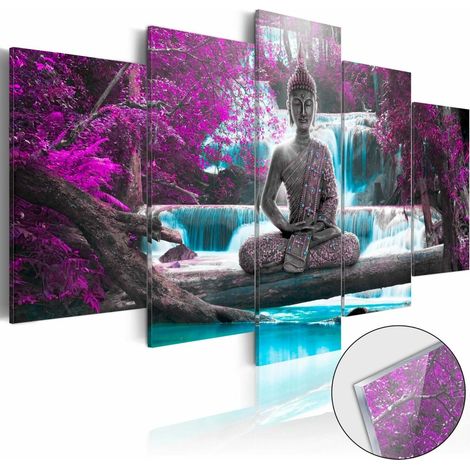 Tableau sur verre cascade et bouddha - 200 x 100 cm (1/4)