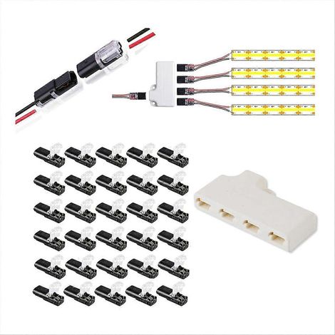 Packung mit 30 2/3/4-poligen 4-Wege-Doppelsteckverbindern für LED-Kabel (1/5)