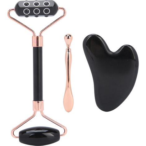 Rouleau de Gua Sha en Germanium pour le Visage avec Cuillère à Crème pour les Yeux (1/5)