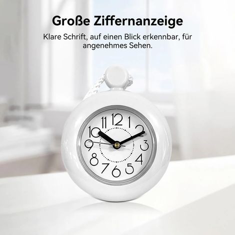 Badezimmeruhr, Duschuhr, kleine wasserdichte Badezimmeruhr, Duschtimer, Wecker, Digitaluhr, Wanduhr für Bad und Küche (weiß)
