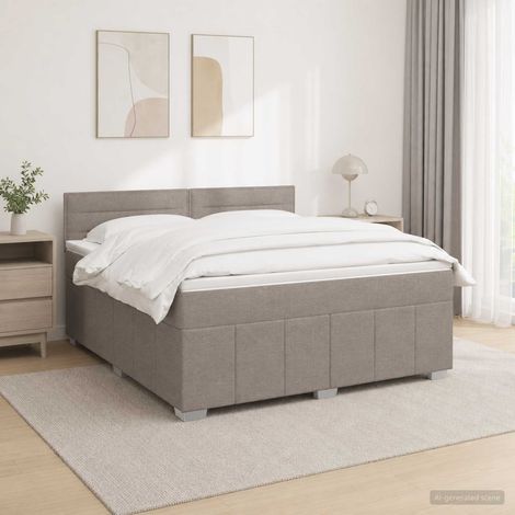 vidaXL Lit boxspring avec matelas Taupe 140 x 200 cm Tissu (1/5)
