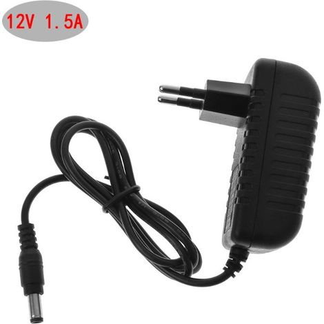 Adattatore di alimentazione da CA a CC 12 V 1,5 A (5,5 x 2,5 mm), caricabatterie da parete universale, adatto per luci a LED, altoparlanti, fotocamere, ecc.