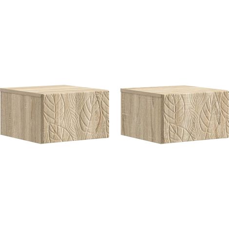 Mesa Lateral Montada en la Pared 2 pcs Roble