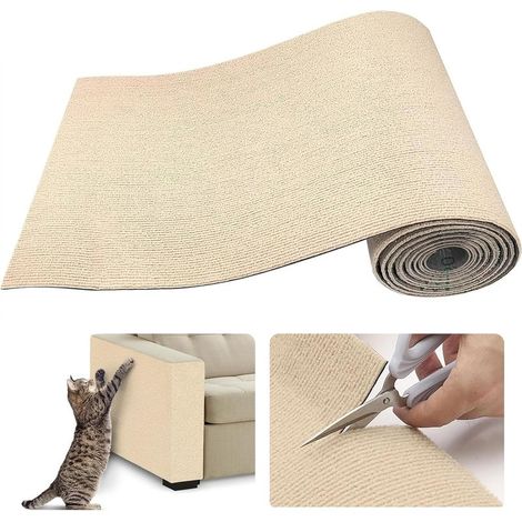 Protection Canapé Anti-Griffures Chat 40x200 cm, Autocollant DIY pour Meubles, Coussinets de Griffoir Adhésifs Beige (1/4)