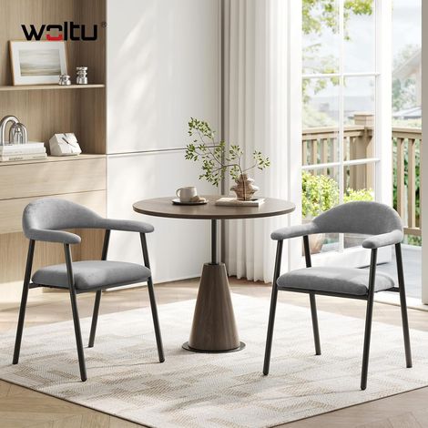 WOLTU Set di 2 Sedie da Pranzo Rivestimento in Ciniglia Sedie da Cucina Moderne con Gambe in Metallo per Soggiorno, Grigio (1/5)
