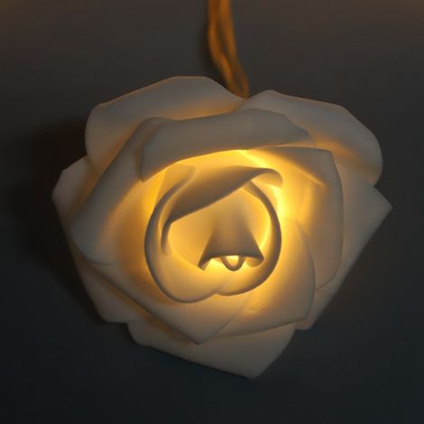 Guirlande lumineuse de 3 mètres avec 20 LED, fleurs artificielles roses, USB, blanc chaud, idéale pour la Saint-Valentin et les mariages. (1/5)