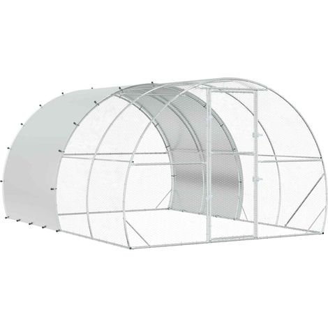 Chicken Coop Silver 400 x 300 x 200 cm Galvanised Steel vidaXL (1/5)