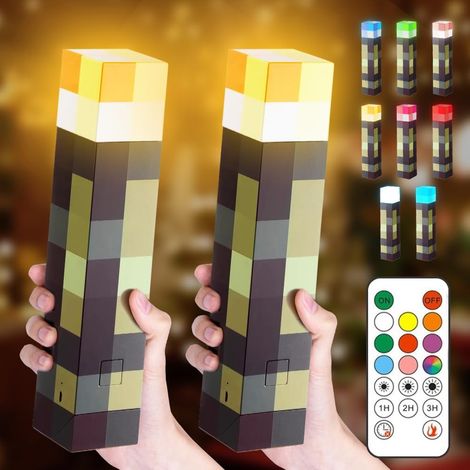 Set di 2 luci da parete - 8 colori - Luce notturna - Ricaricabile tramite USB - Torcia LED per bambini - Portatile o da parete - Giocattolo - Regalo - 28 cm (1/5)
