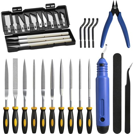 3D Printer Tool Kit, 32 PCS Professional Accessory Set, With Deburring Tool, For Cleaning, Maintenance, Sanding And Finishing Of 3D Prints, For Model Making, DIY And Professional Use (1/5)