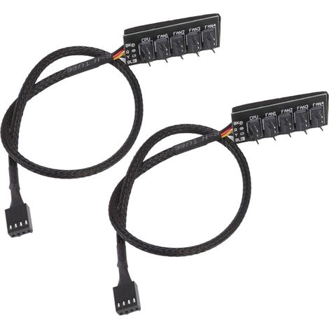 2pcs Hub de Ventilateur PWM 4 Broches Noir, Répartiteur 1 vers 5 avec Adhésif Auto, Extension pour Connecteurs 3 et 4 Broches (1/5)