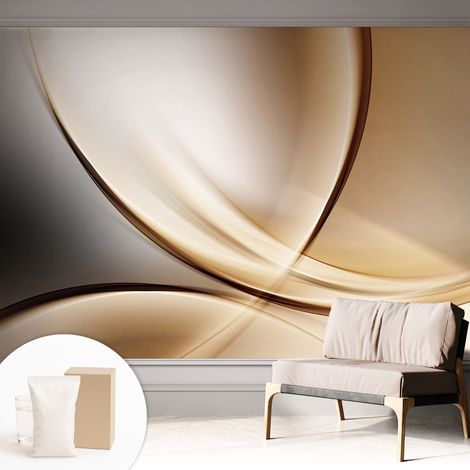 Papier peint intissé pour salon chambre à coucher peint imprimé Installation facile - Colle incluse gratuite Lignes courbes 312x219 cm (1/5)