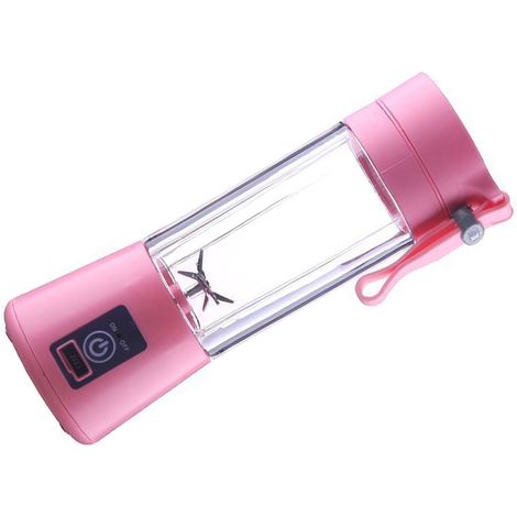 Blender portable 380 ml, rechargeable par USB, avec pichet à 6 lames, idéal pour les purées de bébé et les milkshakes, rose. (1/5)