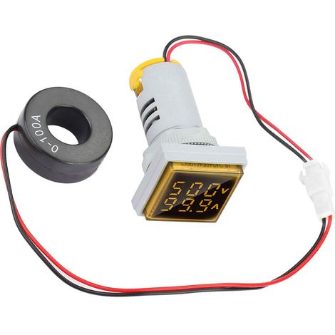 Compteur LED Numérique AC Voltage Courant 22mm 0-100A Indicateur Jaune (1/5)