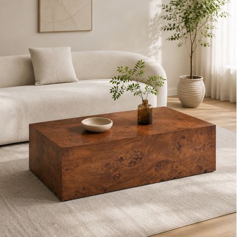 Tavolino da caffè minimalista effetto legno noce, MDF, 100 x 59,5 x 38 cm, OKWISH (1/5)