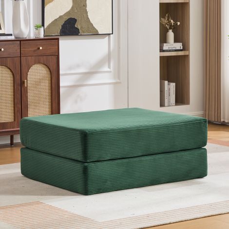 Tabouret pliable en velours côtelé – doux et confortable au toucher, avec deux coussins en mousse épaisse pour un confort d'assise optimal – se déplie en un fauteuil – gain de place et design entièrem