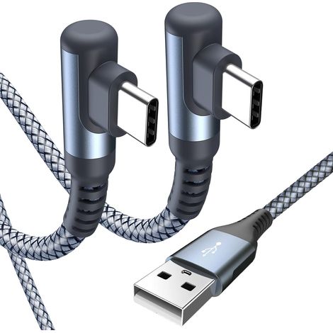 90 Degree Angled USB-C Cable [2M 2-Pack] 3.1A Fast Charging USB-C Charger Cable Compatible with iPhone 16 15 Pro Max, Samsung Galaxy S24 S23 S22, Sony, Xiaomi, Huawei, Pixel, and other USB-C devices (1/4)