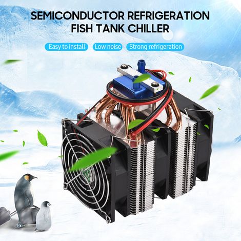Refroidisseur d'aquarium à semi-conducteurs haute puissance 180 W, réfrigérateur 12 V, machine de refroidissement d'eau, refroidisseur d'eau d'aquarium avec 6 tubes dissipateurs thermiques en cuivre p (1/5)