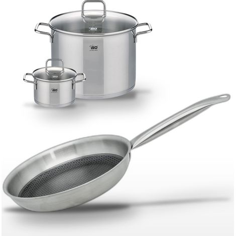 Lot de 2 Faitouts 16/26cm et Poêle 28cm Elo Relief Solution (1/5)