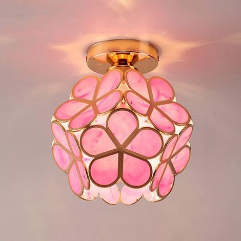 Plafonnier moderne en cristal E27 rose (1 pièce) (1/5)