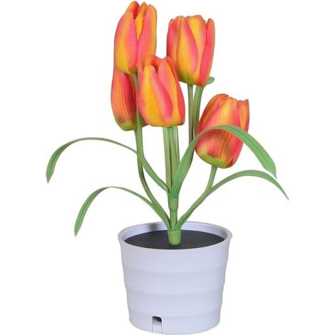 Lampe Tulipe: pour déco Jardin LED Résistante 35cm Lampe Automatique Lampe Tulipe Réaliste, LED Multicolore, 35 cm, Décoration Résistante pour Jardin et Allée (1/5)